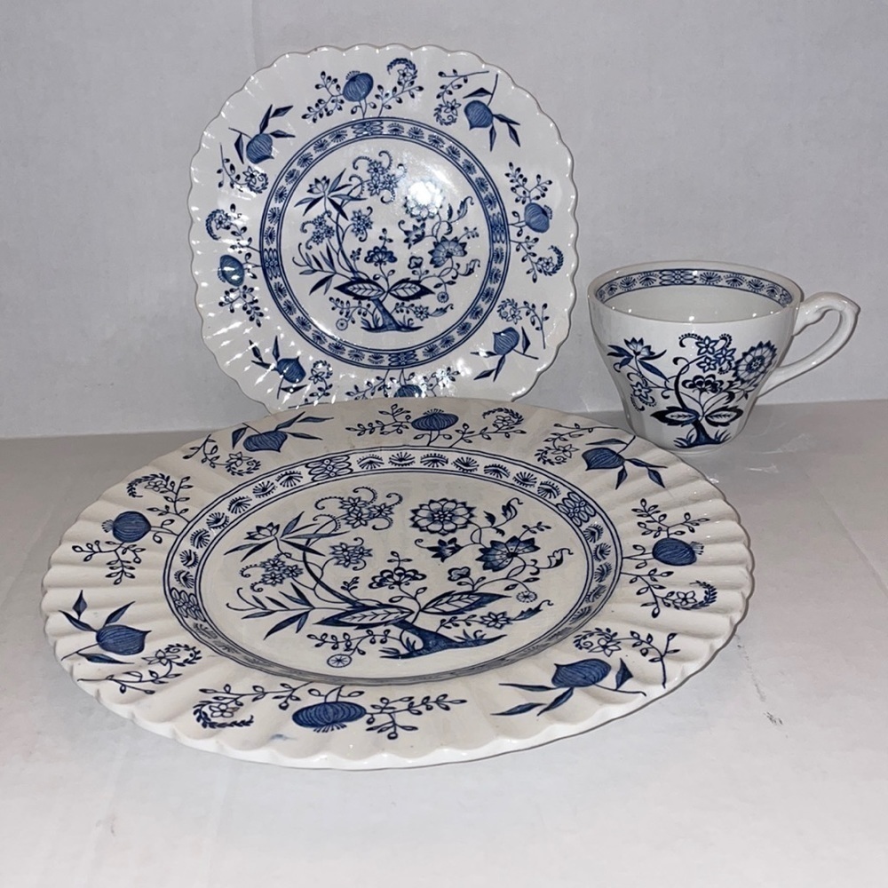 J & G meakin england teacup saucer plate ironstone blue nordic tea coffee cup